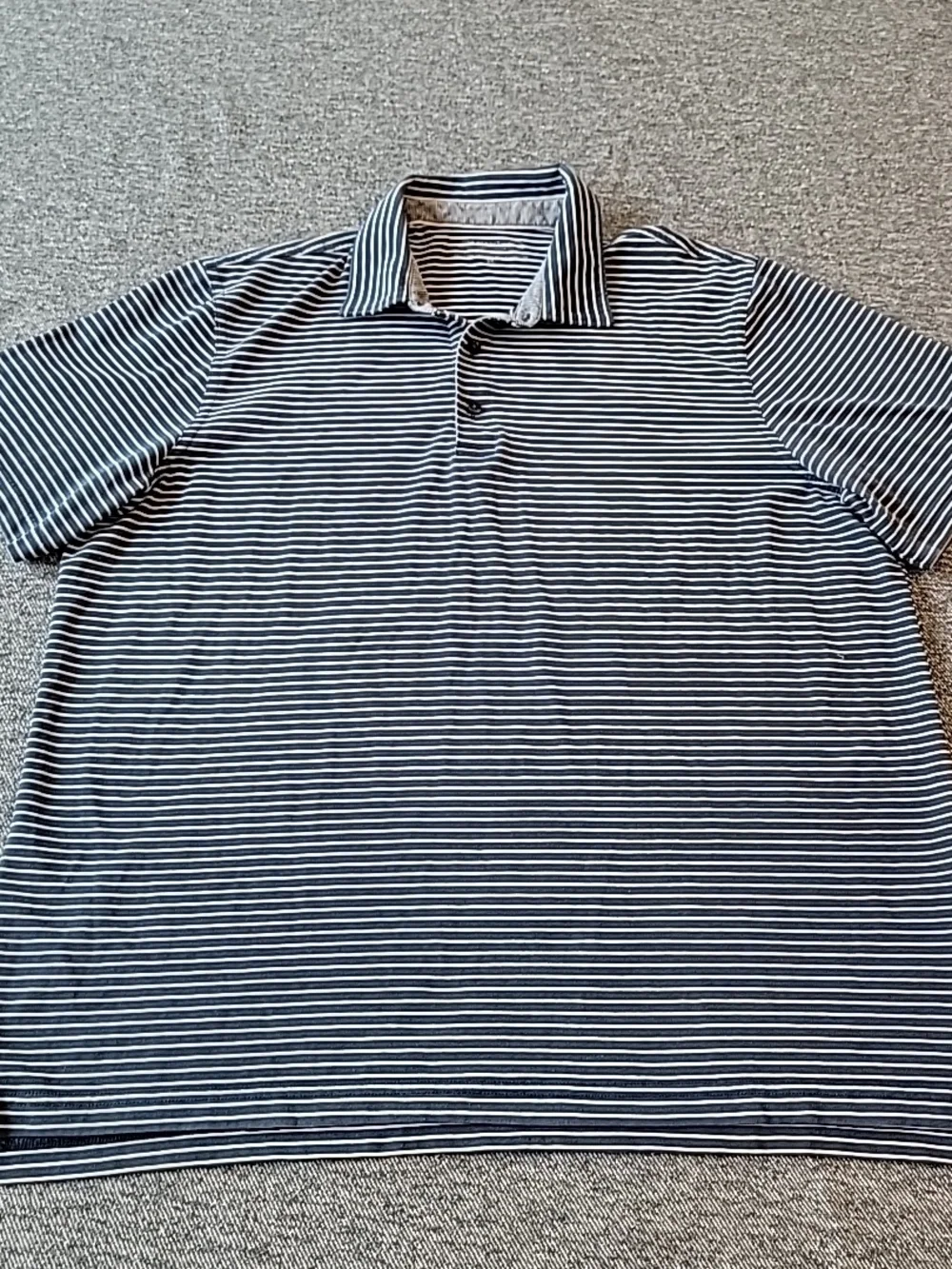 Jim Nantz Vineyard Vines Polo Shirt Men's XL Blue White Striped Performance Golf
